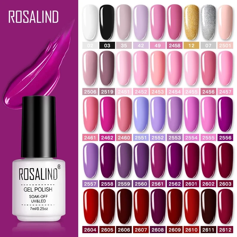 ROSALIND-esmalte de uñas en Gel semipermanente, laca de Gel semipermanente UV para manicura, capa superior, esmalte de clavo híbrido, 7ML