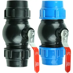 20-40mm Polypropylene Irrigation Ball Valve Metal Core Straight Type Blue Black Caps Adapter Fitting Connector for PE Pipe