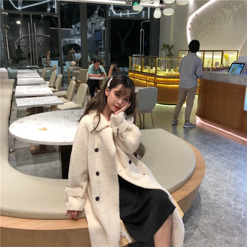 

Autumn And Winter Korean-style 2019 New Style College Style Loose Warm Lambs Wool Long Sleeve Cotton Coat Student MORI Series Fa