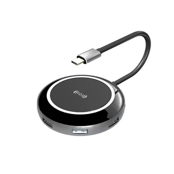 

MultiFunction USB Hub Adapter 9 In1 USB C Hub Adapter Gigabit RJ45 4K HDMI QI Wireless Charger SD/TF Card Reader for