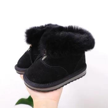 

Baby Snow boots leather soft sole thickened winter children's warm shoes men and women children's cotton shoes non-slip new