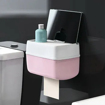 

Waterproof Wall Mount Toilet Paper Holder Shelf For Toilet Paper Tray Roll Paper Towel Holder CaseTube Storage Box Tray-40