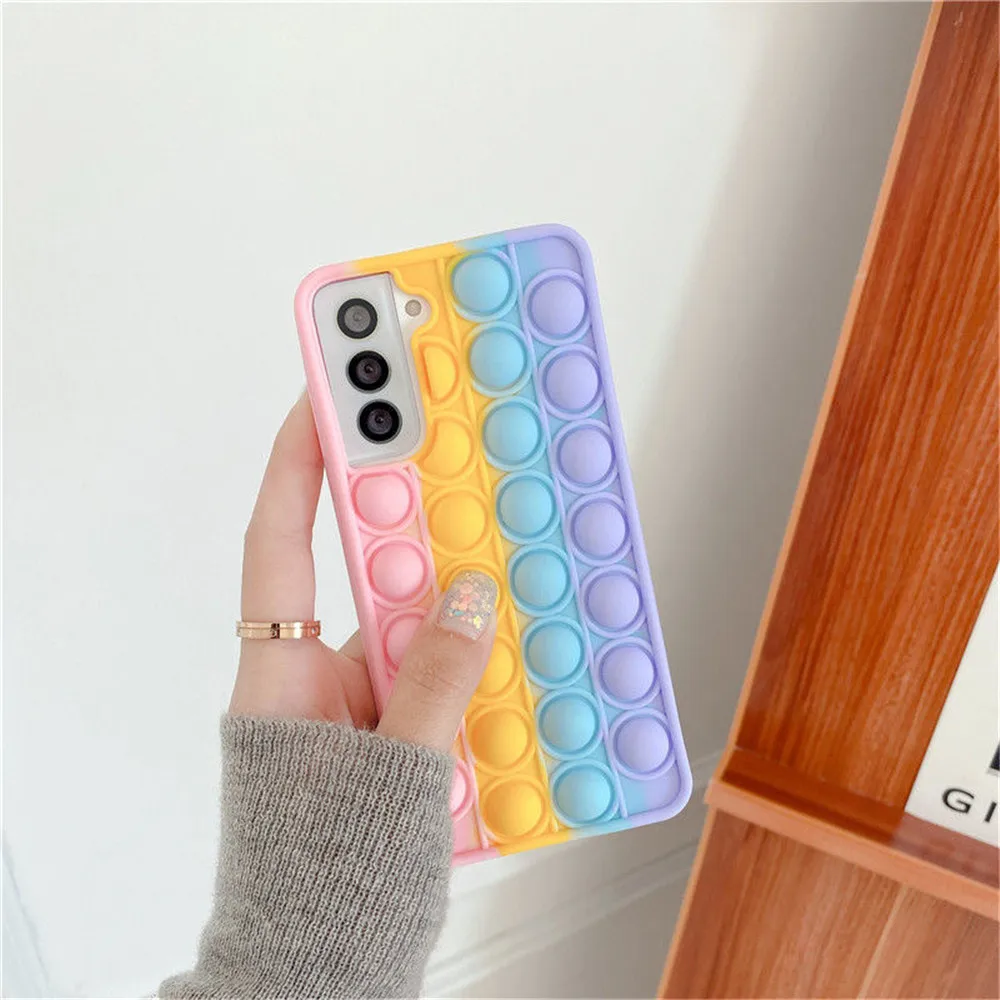 samsung silicone A32 A12 A11 A21 Push Bubble Pop Fidget Toy Phone Case Soft Cover for Samsung S10 Plus S20 A70 A50 A51 A71 A31 Stress Reliver Toy samsung cute phone cover Cases For Samsung