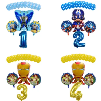 

14pcs Batman Iron man Captain America Foil Balloons 30inch number Children Birthday Party Deors boy Baby Superman balloon Toys