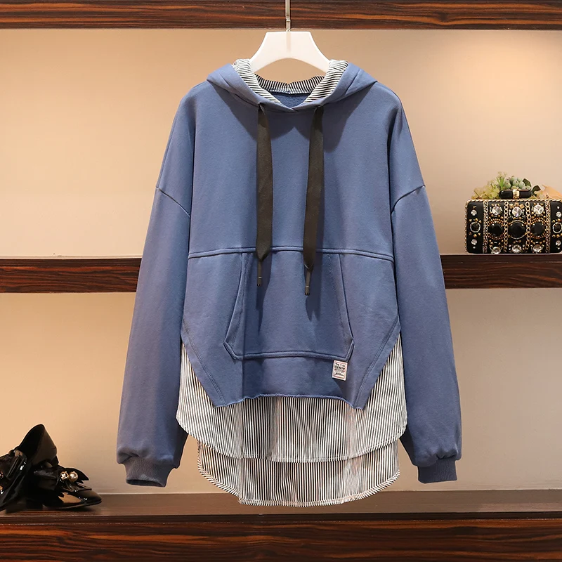 XL 5XL плюс размер женские толстовки осень 2019 мода длинный рукав Лоскутная