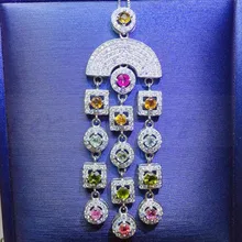 Натуральный турмалин aulic стиль ожерелье кулон 925 стерлингового серебра 0.15ct* 14 шт. драгоценный камень# Q910122