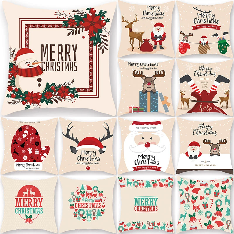 

1Pcs Christmas Tree Deer Santa Claus Pattern 45*45cm Polyester Cushion Cover Decorative Sofa Car Home Decor Pillowcover 40982