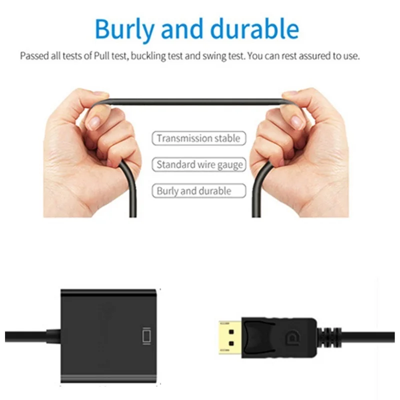 1080P DisplayPort Display Port DP Male To VGA Female Adapter Cable Converter For PC Laptop HDTV Monitor Projector 1/2/5Pcs