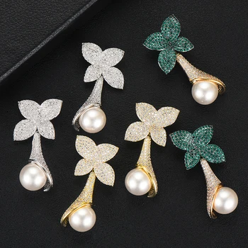 

LARRAURI 2019 Noble Luxury Dangle Earrings Full Pearls Mirco Paved Cubic Zircon Women Bridal Wedding Earring Fashion Jewelry