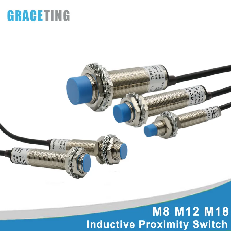 

5/10PCS M8 M12 M18 M30 Proximity Switch Metal Inductive Approach Sensor PNP/NPN NO NC DC 6-36V AC 90-250V High/Flat Head