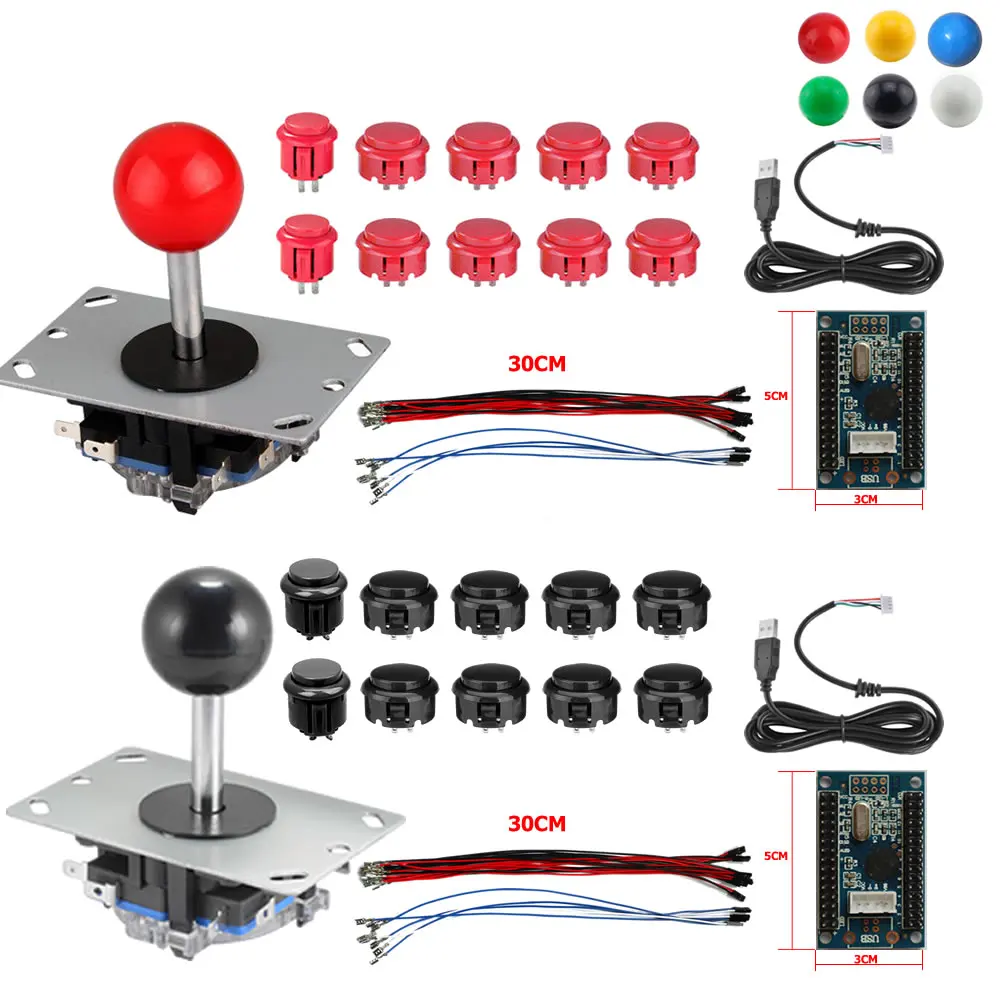 

RAC-D300 DIY Arcade Joystick 2Pin 2 Players Kits Buttons USB Encoder Cables