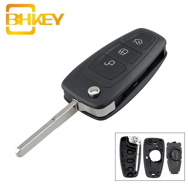 

BHKEY Replacement For Ford Key Shell 3 Buttons Car Key Shell For Ford Transit Tourneo Custom 2012-2019 Car Flip Key Shell