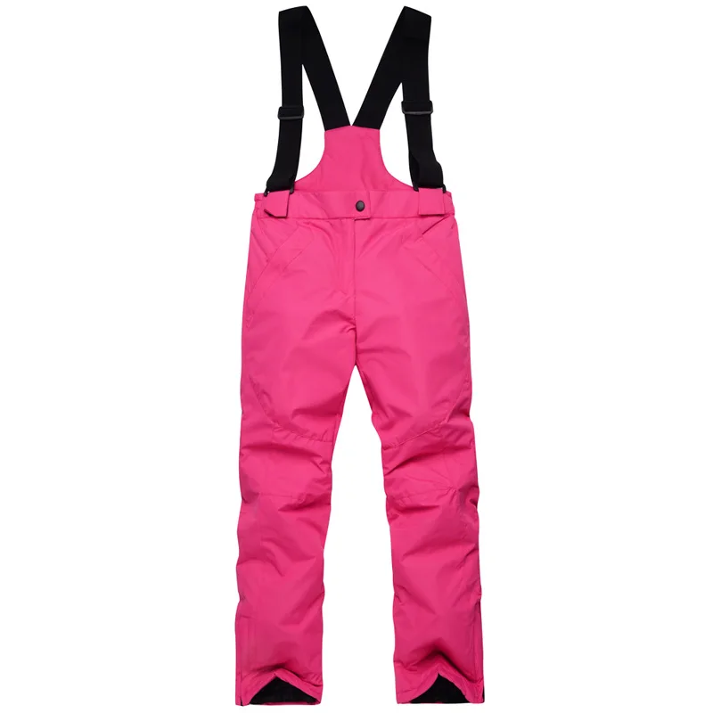 Winter Ski Pants for Children Thick Warm Sports Boys Snow Overalls Outdoor Snowboard Girl Jumpsuits Waterproof Kids Clothes - Цвет: Rose red