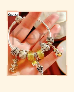 

High Quality Original 1:1 100% Pure Silver And Gold Glazed Mouse Bracelet First Choice For Gift Free Package