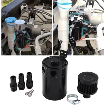

Universal Billet Aluminum Baffled Oil Catch Can Tank Oil Separator Two-hole Oil with Air Filter