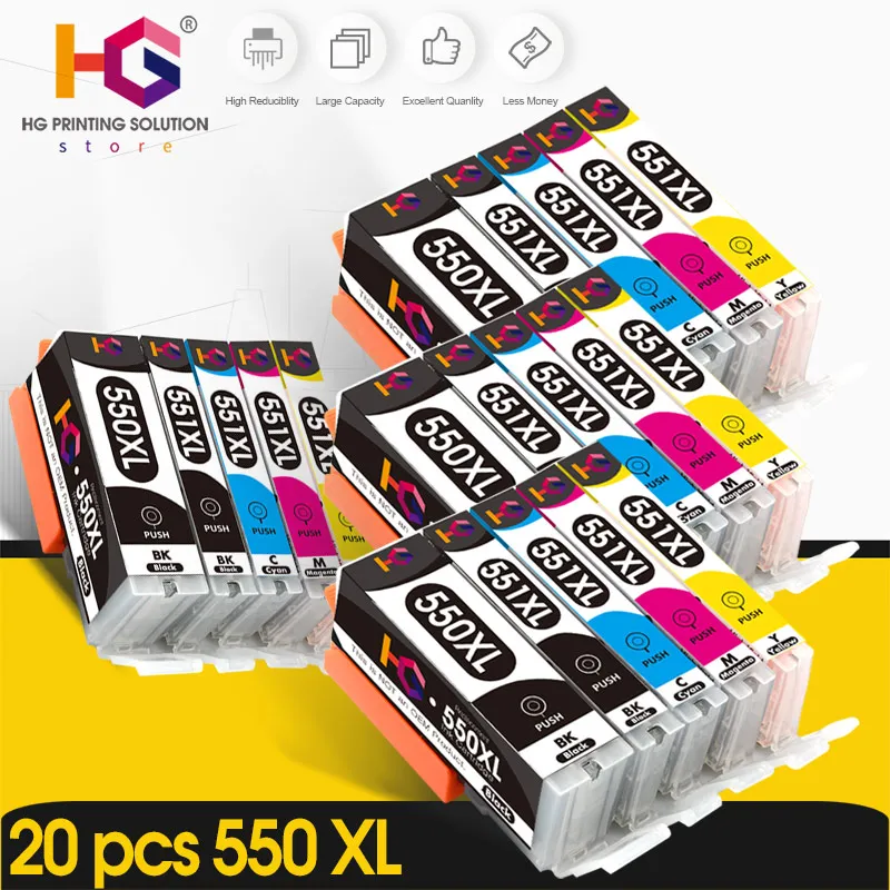 Per Canon Pgi-550Xl Pgi550 Pgi 550 Cli551 Pixma Ip7250 Mg5450 Mx925 Mg5550 Mg6450 Mg5650 Mg6650 Ix6850 Mx725 Cartuccia Di Inchiostro