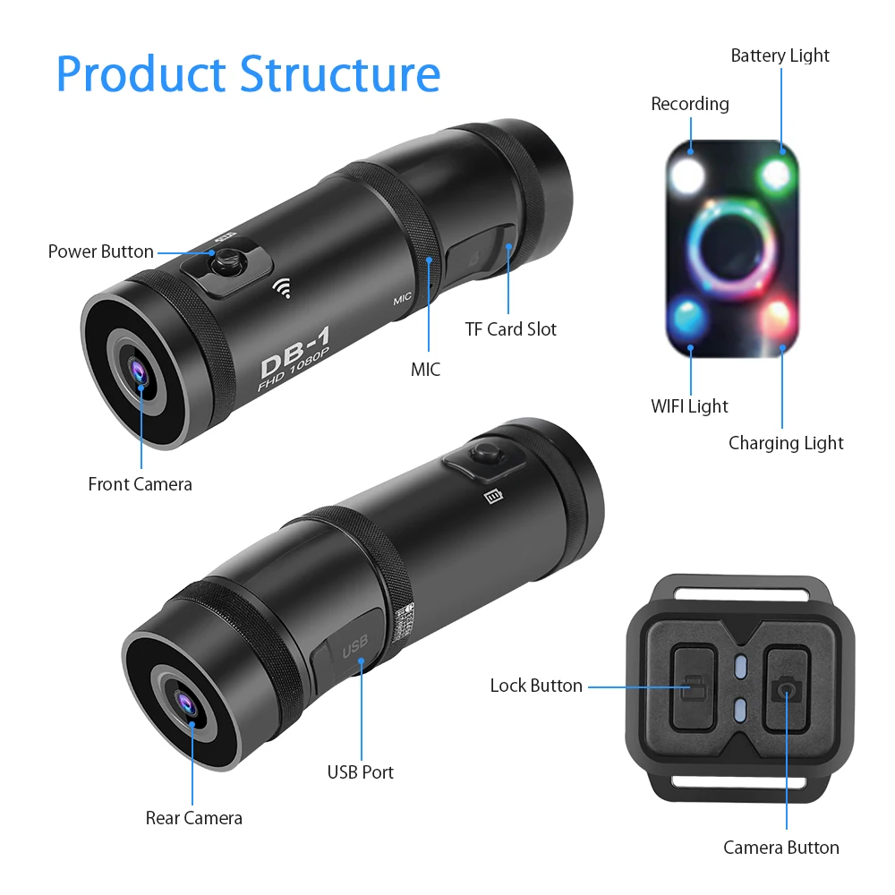 

BOBLOV Motorcycle WIFI Camera Helmet Dash Camera Bicycle HD DVR Dash Cam 1080P SONY IMX307 Sensor Night Vision Black Box Dashcam