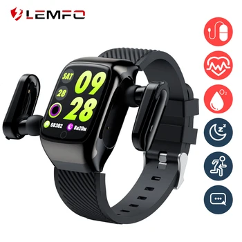 

LEMFO TWS Wireless Earphone Bluetooth Smart Watch with Heart Rate Monitor Men Smartwatch Music Control for Android IOS Phone