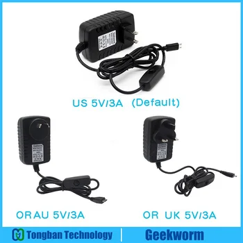 

Raspberry Pi 3 Model B+(Plus) DC 5V 3A Power Adapter / Power Supply w/ Switch Micro USB AC Charger ( US or AU or UK Plug )
