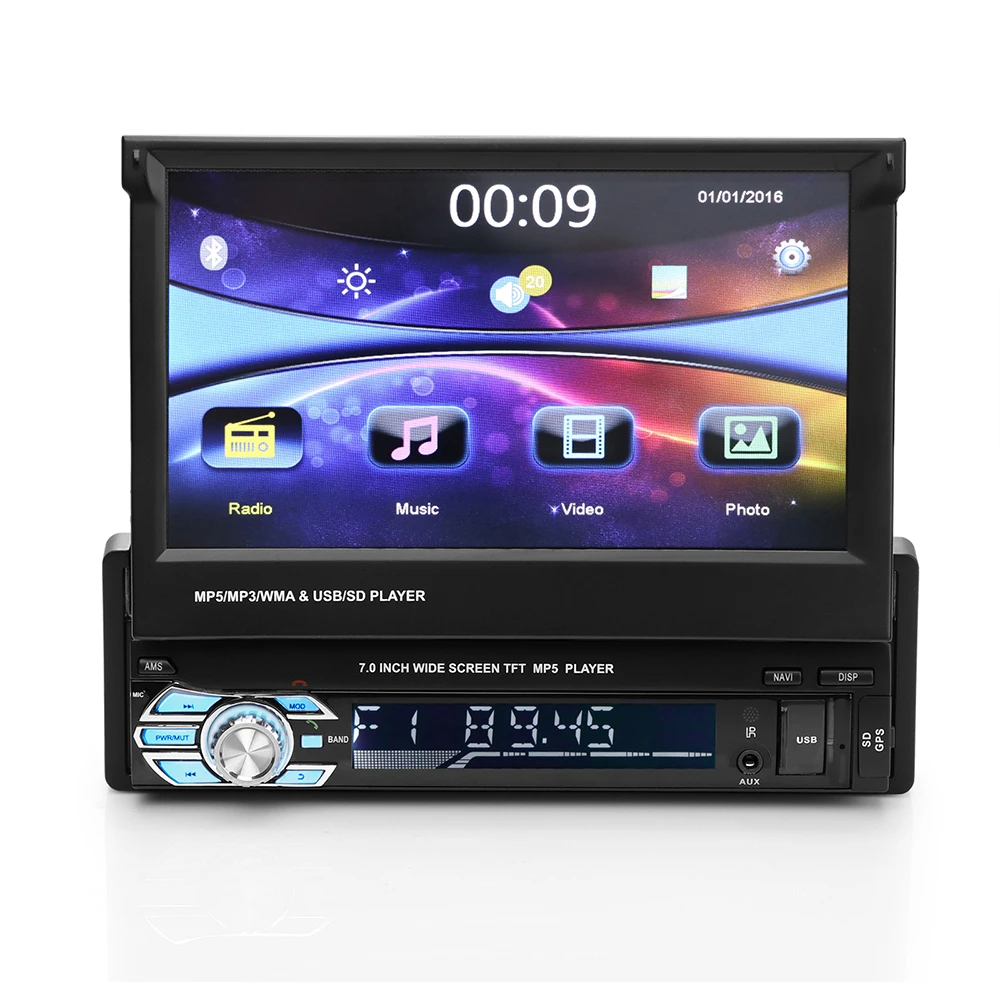 

TiOODRE 7 Inch Telescopic Bluetooth Car Vehicle DVD FM / MP5 Auto Radio Player Car MP5 Player AUX Audio GPS Remote Control