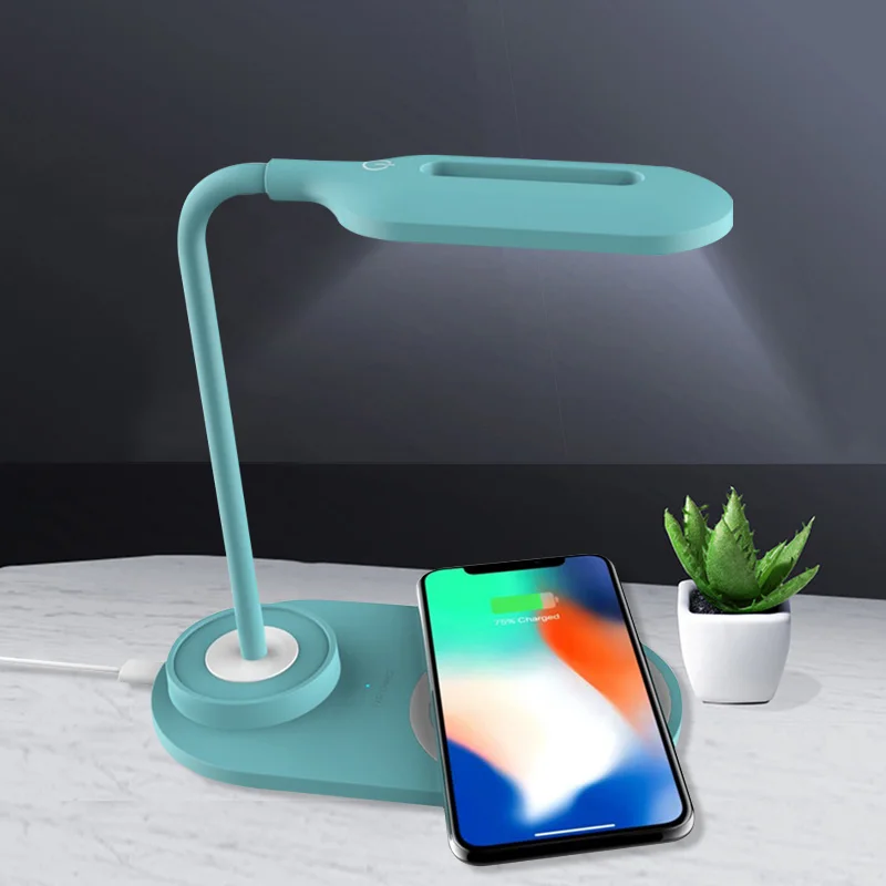 Multi-functional Lamp Qi Wireless Charger for Phone XS Max X Foldable Table Desktop Desk LED Light Fast Wireless Charging Pad