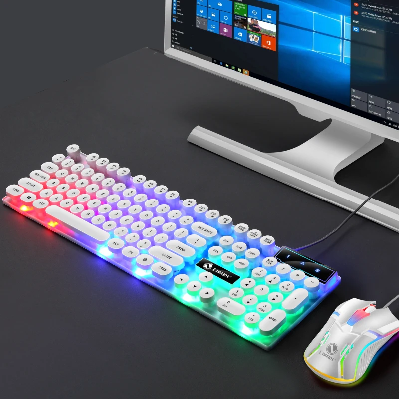 Permalink to Limei Gtx300 Keyboard and Mouse Set Punk Retro Keyboard Backlit Game USB Wired Suspension Keyboard and Mouse Set