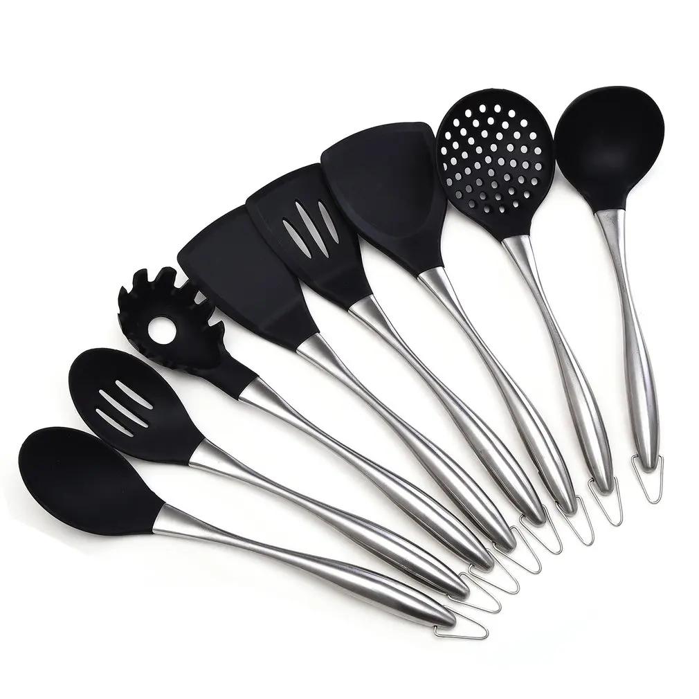 8 шт./компл. инструменты для приготовления пищи лопатки ложка совок стальная ручка термостойкая Антипригарная посуда для выпечки Кухонные принадлежности гаджеты