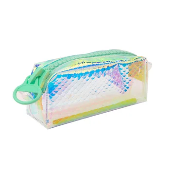 

Big Zipper Transparent Laser Pencil Case Cute Scale Big Capacity Pencil box Cosmetic bag Stationery gift School Supplies Zakka