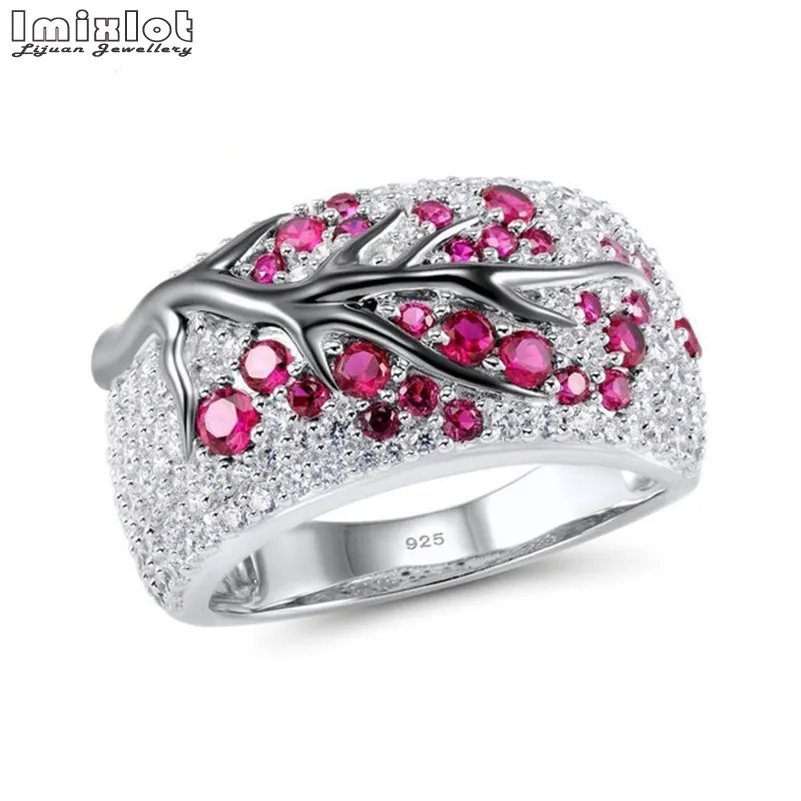 Elegant Plum Tree Flower Rings for Women Fashion Jewelry Colorful Crystal Zircon Blossom Design Branch | Украшения и аксессуары
