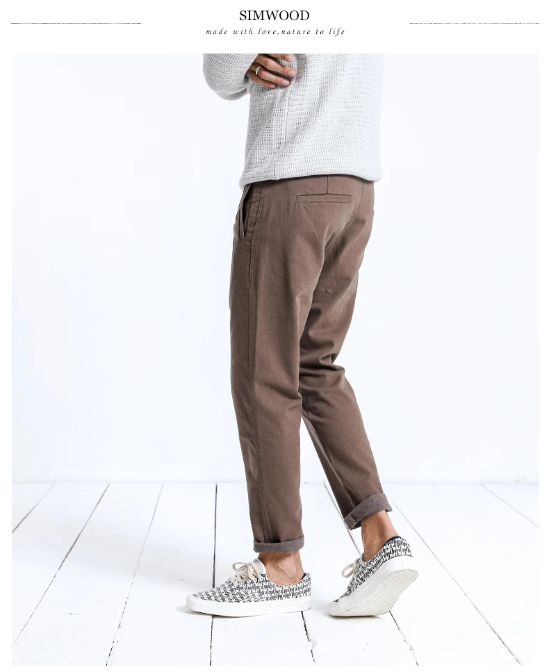 Мужские повседневные облегающие брюки SIMWOOD, демисезонные штаны длиной до щиколотки, брюки батальных размеров, 180402