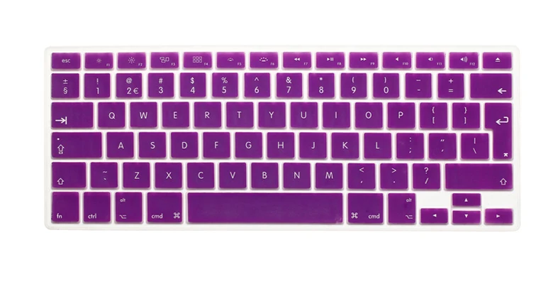 Purple EU версия протектор силиконовой клавиатуры для ноутбука Macbook Air 13 A1466 A1369 Pro 13 A1278 15 A1286 retina 13,3 A1502 A1425 15,4 A1398 - Цвет: Purple