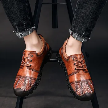 

Brand Comfortable Casual Leather Shoes Hot Sale Men Loafers Split Leather Men Shoes Waterproof Flats Plus Size Moccasins Shoes