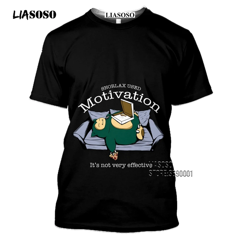 Japan Cartoon Snorlax T shirts Men 3D Print Kawaii Pokemon Tshirt Summer Casual Harajuku Shirt Fitness Hip Hop Tops Streetwear (12)