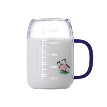 

Simple Creative Glass Cup Transparent Measure Heat Resistant Water Glass Cup Handle Milk Xicaras Kitchen Dining Bar AD50GC