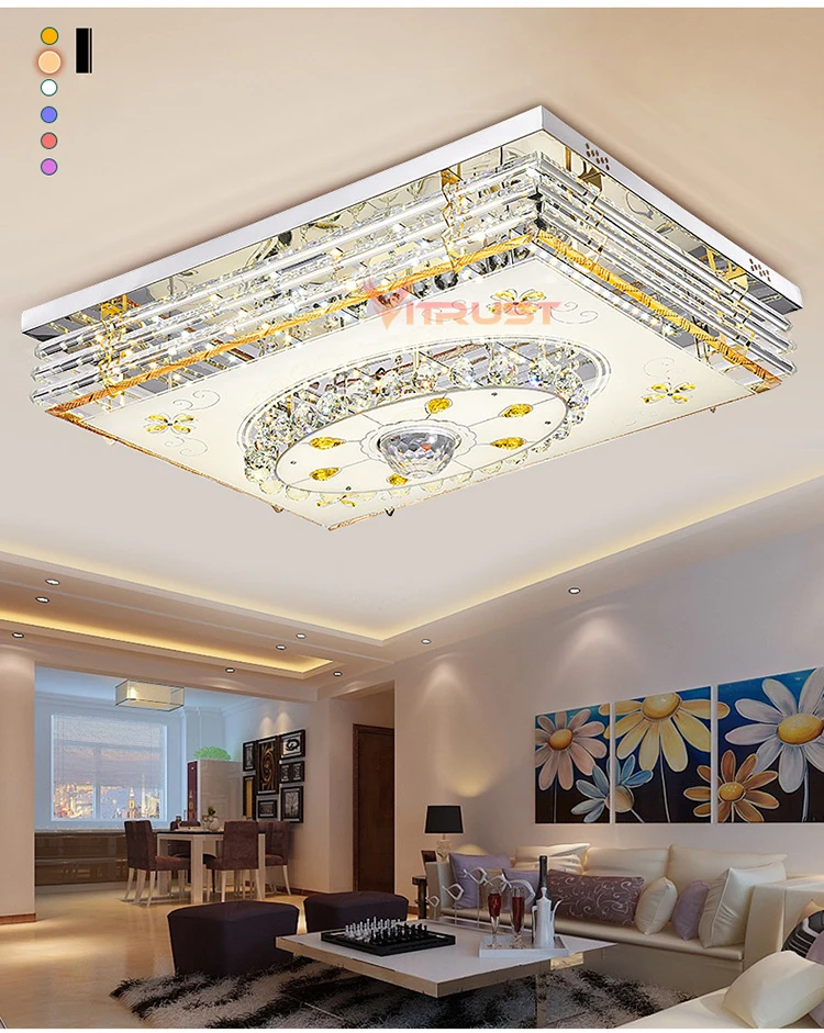 Mordern LED Crystal Ceiling Light Lamps RGB Dimmable 220V APP Bluetooth& Music Speaker Colorful Bedroom Living room Smart Lamp