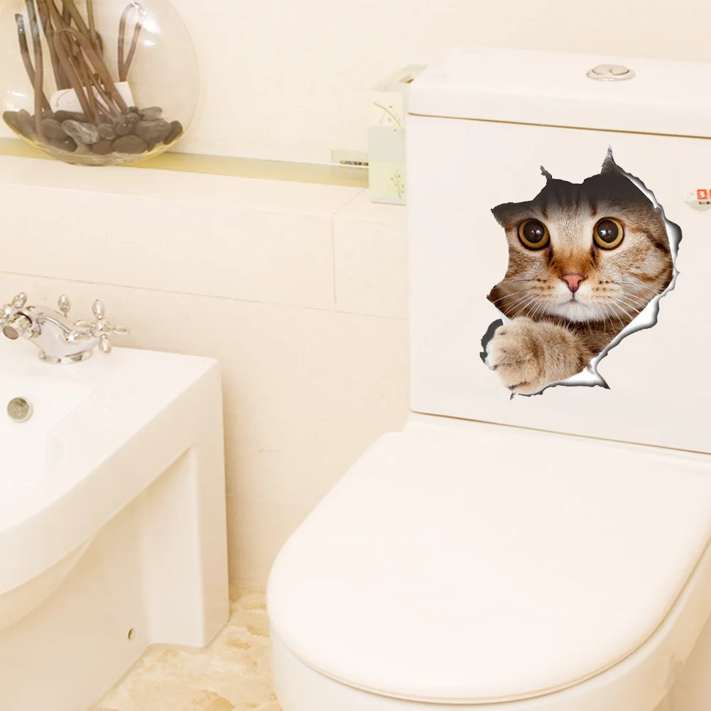 1 шт. DIY наклейки на стену для кошек клейкие наклейки для семьи 3D милые украшения для окна комнаты ванная комната Декор для унитаза кухонные аксессуары