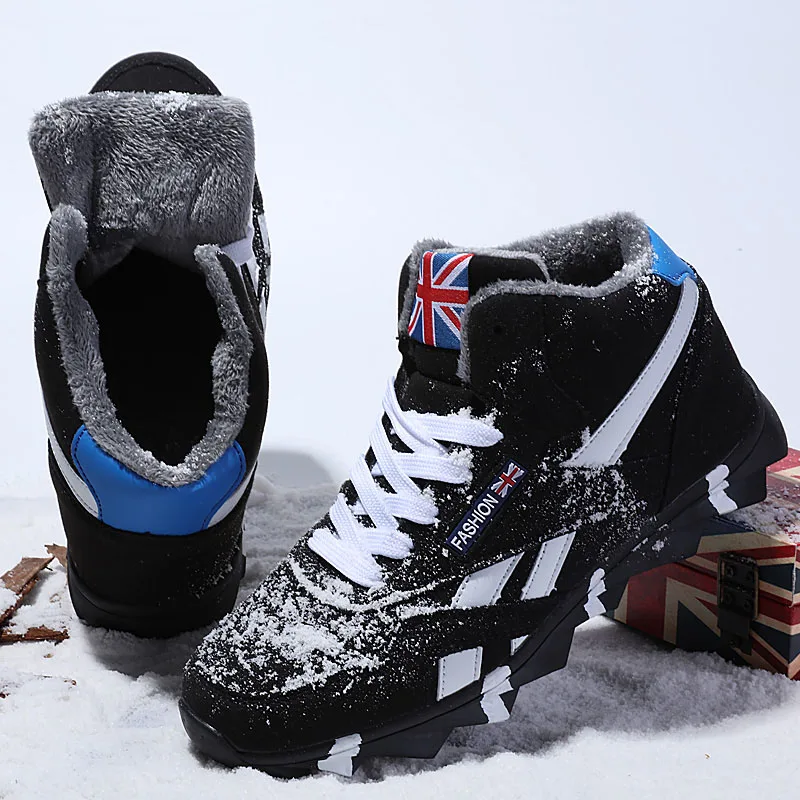 Black FUR-4 Boomlight/большие размеры 38-49; Мужская обувь из Вулканизированной Ткани; однотонные мужские кроссовки в стиле ретро на шнуровке с закрытым носком; зимняя мужская обувь из хлопчатобумажной ткани; sapatos - Цвет: Black FUR-4