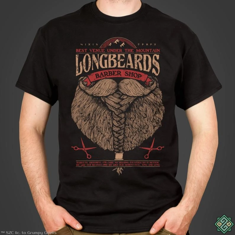 Long Beards Barbers The Lord of Rings and Hobbit Inspired Men T-Shirt 100% Quality Cotton Print Dress | Мужская одежда