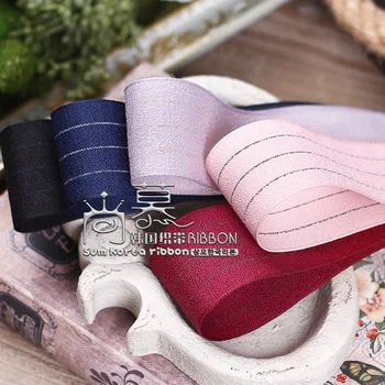 

100yards 25mm 40mm stripe lines polyester cotton flax ribbon for garment apparel accessories hair bow headband craft supplies