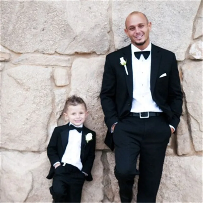 4 предмета в комплекте 2 комплекта Отец и сын подходящие костюмы со смокингом жениха жених выпускного вечера смокинг Trajes De Hombre блейзер(пиджак+ галстук-бабочка+ штаны