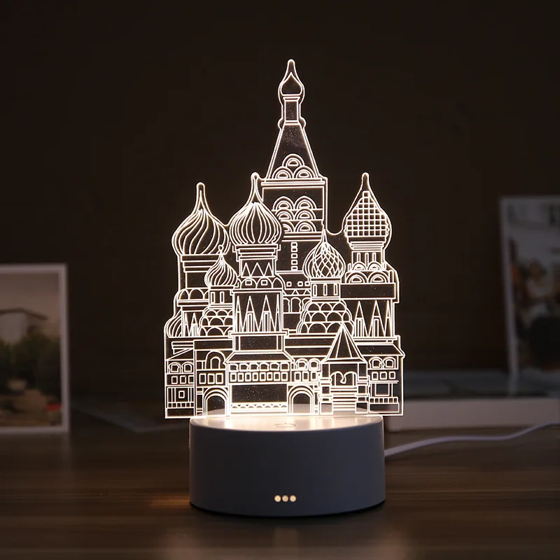 3D светодиодный Настольный светильник из смолы ночник милый медведь любовь замок