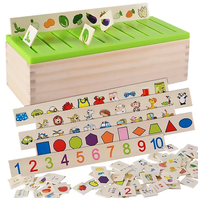 Mathematical Knowledge Classification Cognitive Matching Kids Montessori Early Educational Learn Toy Wood Box Gifts for Children 1