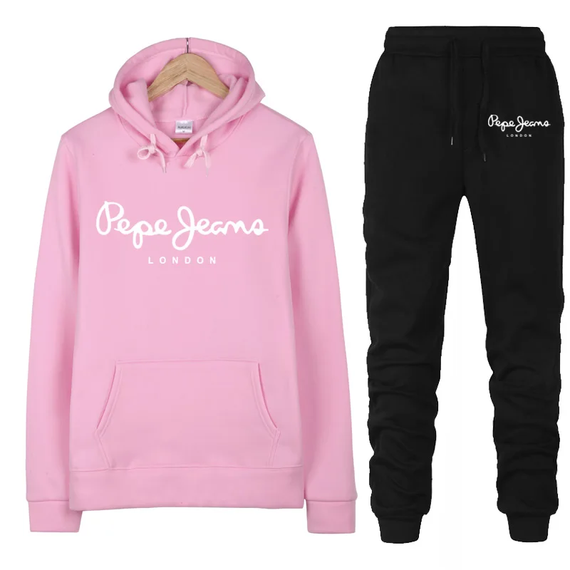 

2020 New Brand Tracksuit Women Hoode+Pants 2 Piece Sets Woman Sportswear Fleece Thick Hood+Pants Sport Suis Plus size S-3XL