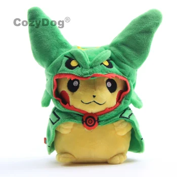 

20 cm Cute Pikachu Cospllay Rayquaza Plush Toys Peluche Japan Anime Pikachu Psyduck Gengar Eevee Series Dolls Baby Kids Gift