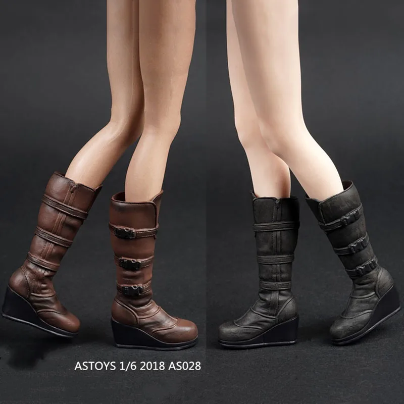 In-Stock 1/6 Scale ASTOYS AS028 Female Knee Combat Boots For Detachable Feet 