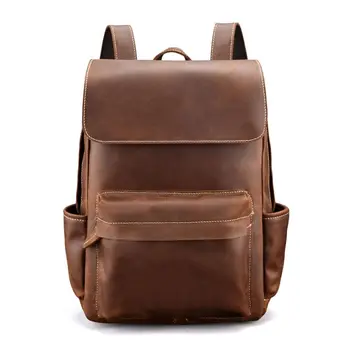 

Vintage Man Leather Backpack Travel Rucksack Large Capacity Teenager Student Bookbag Laptop Daypack