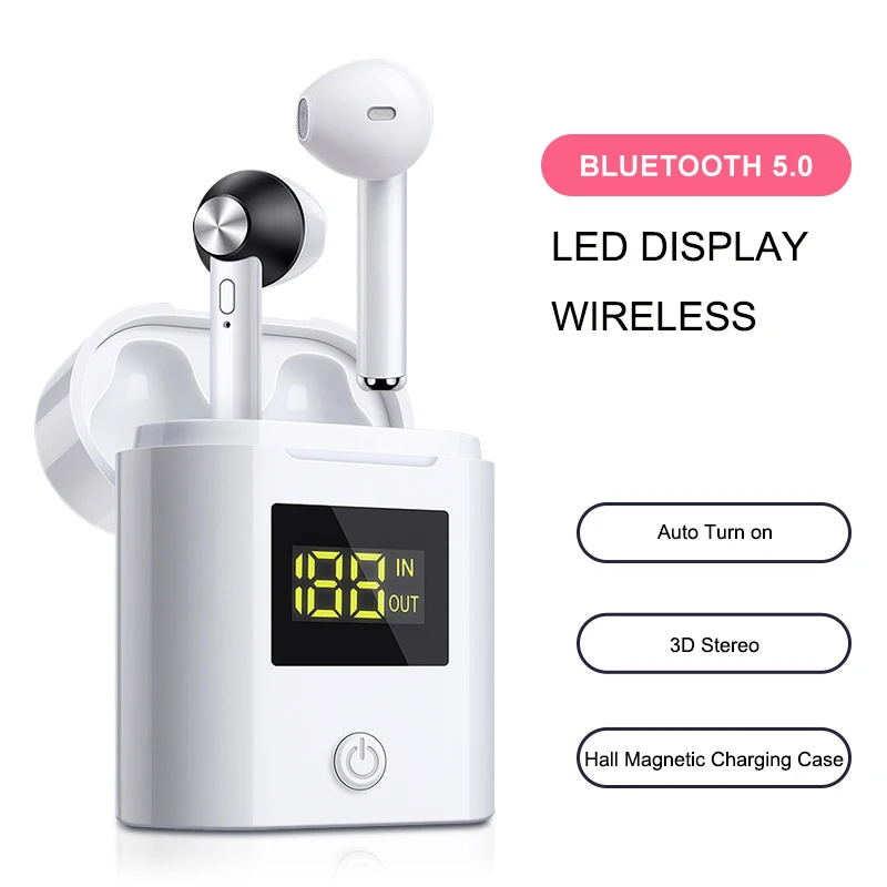 

2020 TWS Wireless Bluetooth 5.0 Earphone 3D Stereo Bass Hifi Sound Led Digital Display Charging Case in Ear Earbuds