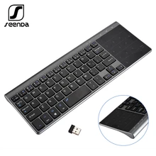 SeenDa kablosuz klavye ile sayı için Touchpad dizüstü bilgisayar akıllı TV yıl ince USB kablosuz Mini klavye İspanyolca rusça