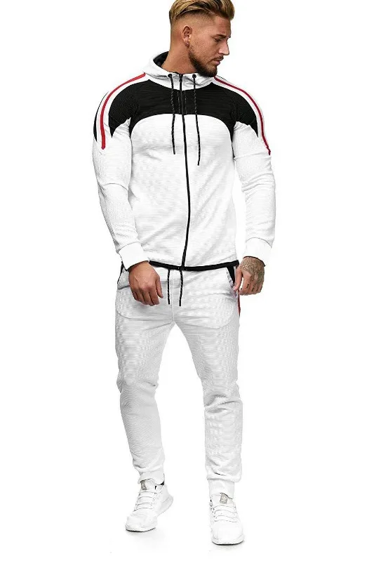 

2019 Autumn And Winter New Style Large Size Men Thin Stripe Mixed Colors Sports Leisure Suit H506
