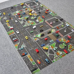 Alfombra de juegos para bebé, tapete de tráfico de ciudad, mapa de carretera, estacionamiento de coche de ciudad, mapa de carreteras, señales de tráfico, tapete de juego de escalada para bebé